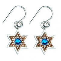 Enamel Star of David Earrings with Swarovsky Crystals